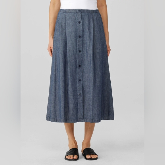 Eileen Fisher| Airy Organic Cotton Twill A-Line Midi| W Sz L | SOLD OUT ONLINE!! - Picture 2 of 4